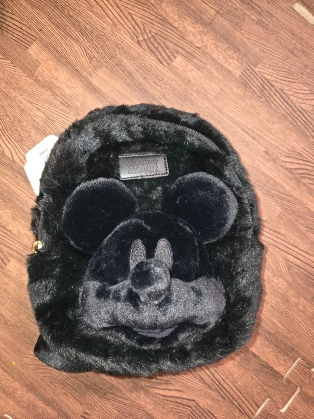 Disney Mickey Mouse Furry Plush Mini Backpack With 3D Face & Adjustable Straps -